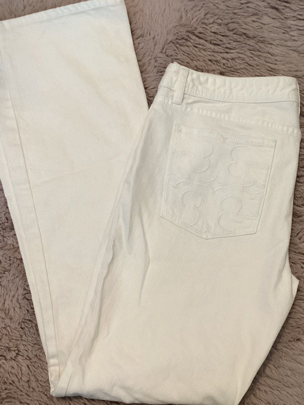 Tory Burch Straight-Leg White Denim Jeans
